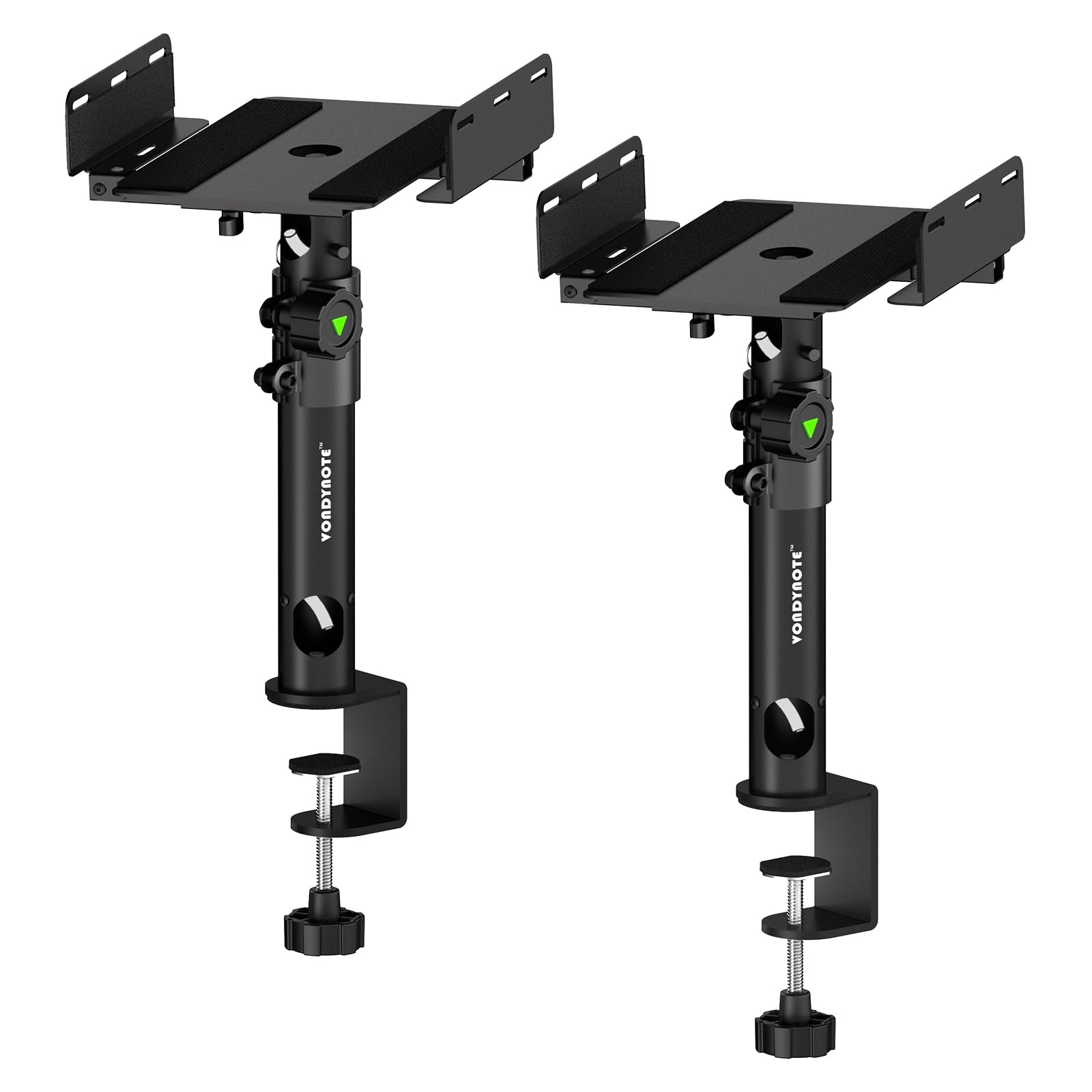 Photo 1 of Vondynote Set of 2 Dual Side Clamping Studio Monitor Stands Desktop Clamp Speaker Stands with Cable Management Extendable Top Plate Mounted by Screws
