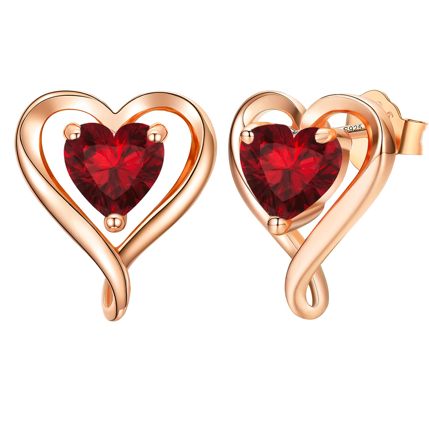 LAVUMO Earrings for Women 925 Sterling Silver/Brass Stud Heart Earrings Hypoallergenic Jewellery Birthday Anniversary Christmas Valentines Gifts for Women Girlfriend Wife