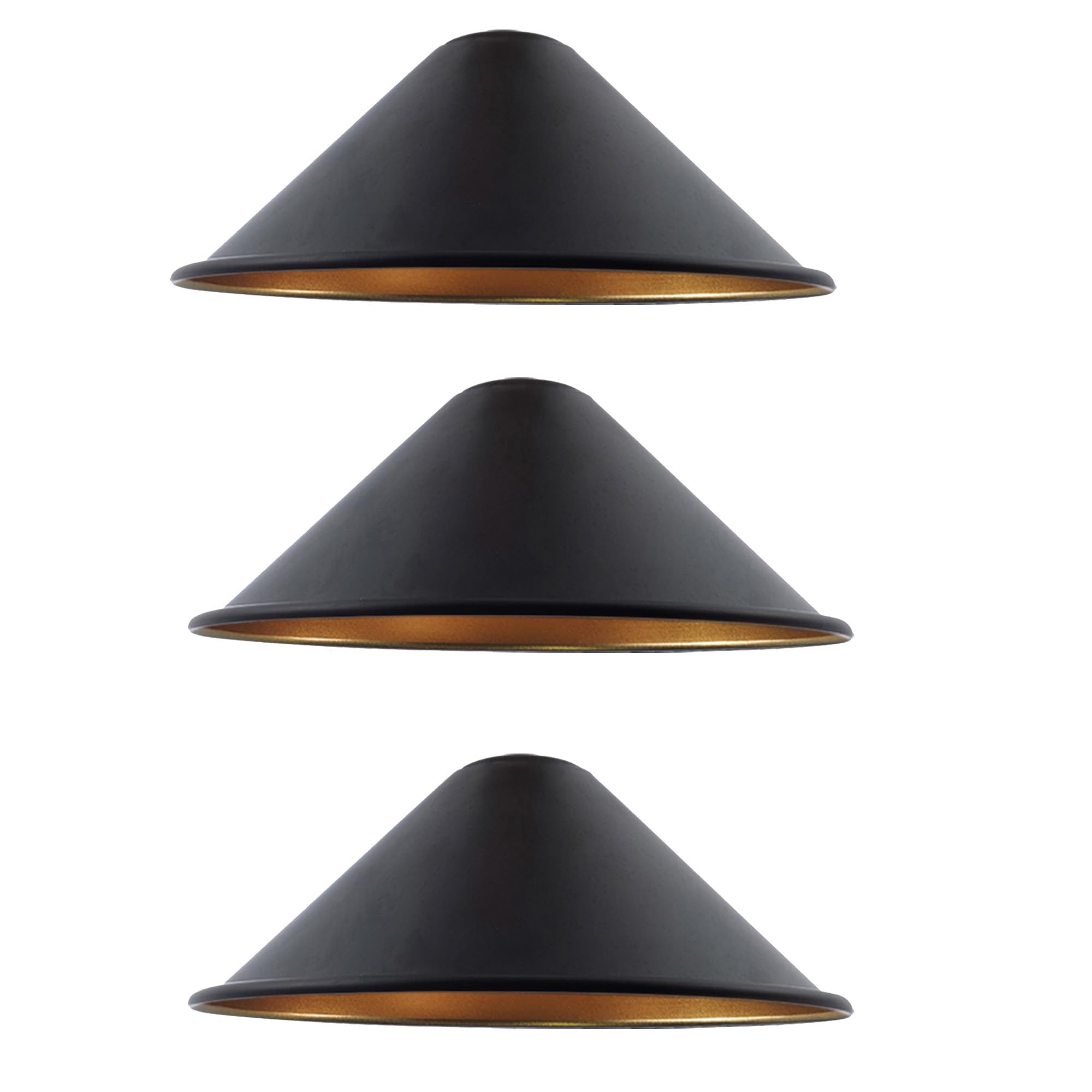 Vintage Metal Retro Style Non-Electric Lamp Shades Easy fit Black Inner Gold Lampshade for Living Rooms, bedrooms, Kitchen Dining Room, Cafe, and Restaurant 3 Pack (Style 3)