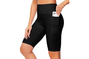 AOBUTE Womens 9"/10"/11" Long Swim Board Shorts High Waisted UPF 50+ Biker Shorts with Pockets