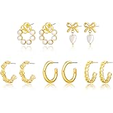 Gold Hoop Earrings for Women Set - 14K Gold Plated Thick Chunky Hoops