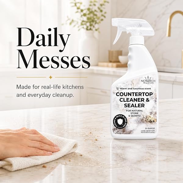 NOYATECH COUNTERTOP CLEANER & SEALER – STREAK-FREE SPRAY FOR GRANITE, MARBLE & QUARTZ | CLEANS & PROTECTS IN ONE STEP | USDA BIOPREFERRED, NON-TOXIC, NO FILM