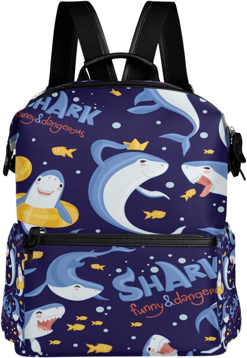 Oarencol Shark Sea Ocean Fish Blue Backpack Funny Animal School Book Bag Travel Hiking Camping Laptop Daypack