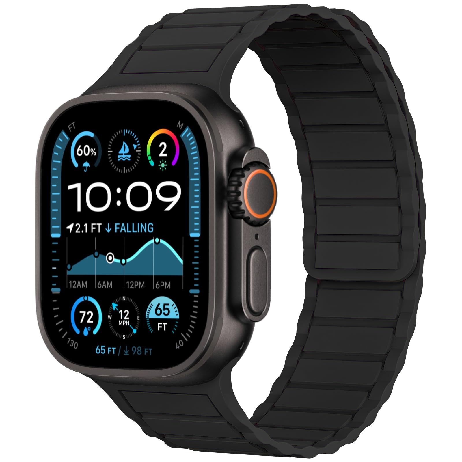 Photo 1 of THWALK Magnetic Link Solo Loop Sport Silicone Bands Compatible with Apple Watch Ultra 2/Ultra SE Series 10 9 8 7 6 5 4 49mm 46mm 45mm 44mm 42mm 41mm 40mm Women Men (Black, 44mm/45mm/46mm/49mm)