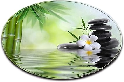 Spa Zen Orchidee Pierres De Massage Noires Bambou Anti Derapant Machine Lavable Tapis Rond Salon Chambre Salle De Bain Cuisine Tapis Doux Tapis De Sol Decor A La Maison 100x100 Cm Amazon Fr Cuisine