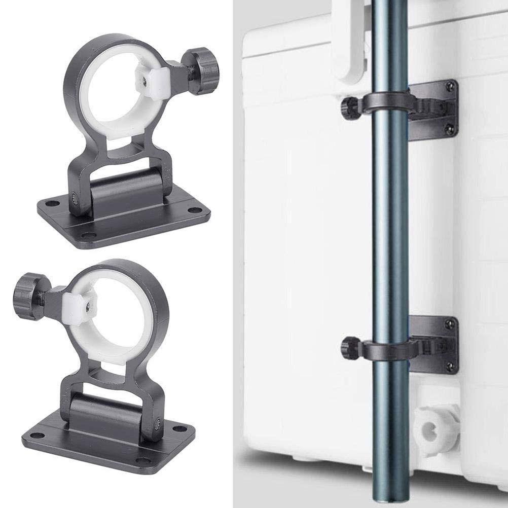 Auplew Aluminium Parasol Holder 2-Pack Collapsible Umbrella Stand for Balcony Railing, Gray, 5.1 x 4.1 cm (H: 6 cm)