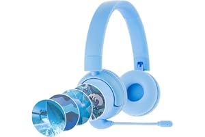 ONANOFF Made for Amazon Bluetooth Kids Headphones with Boom Microphone | Blue