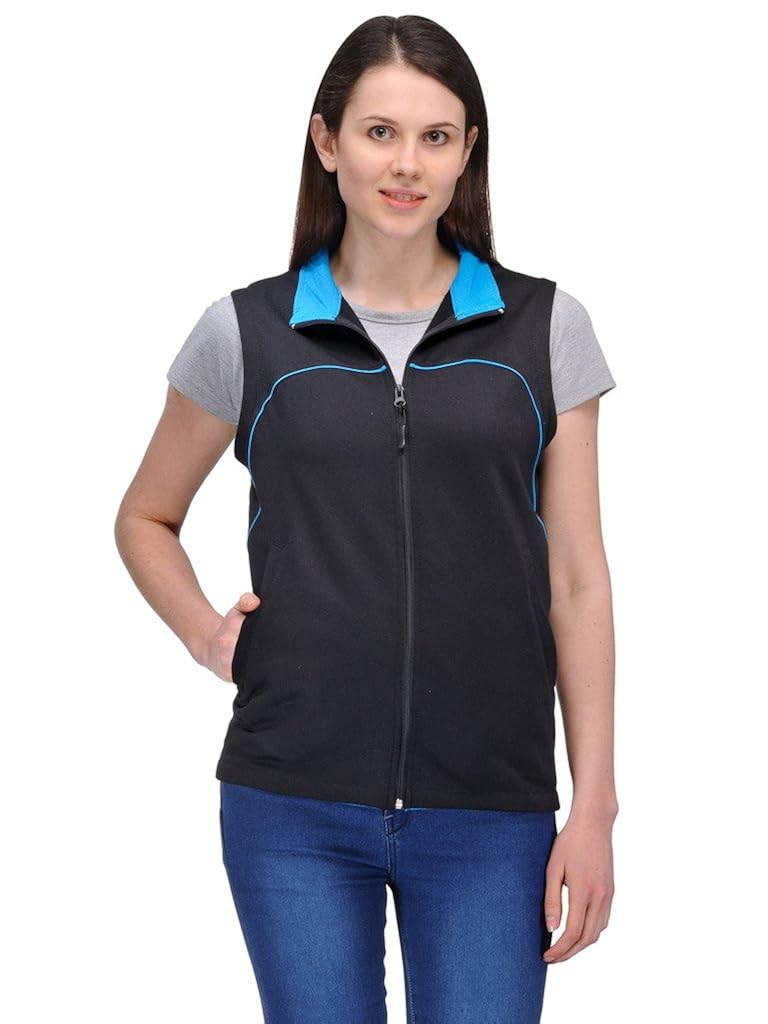 scott women's premium rich cotton sleeveless jacket - black