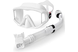 Yimserk Snorkeling Gear for Adults, Anti-Fog 180°Panoramic Snorkel Mask Set with Dry Top Snorkel Tube, Soft Silicone Scuba Gear, Adult Snorkel Set with Mesh Bag for Swimming Diving Travel