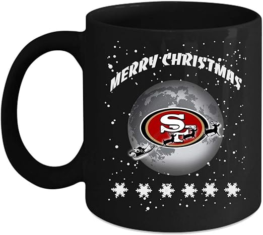 Amazon Com San Francisco 49ers Christmas Mug Santa Claus Ugly Christmas Sweater Mug Coffee Mug 11 Oz Black Kitchen Dining