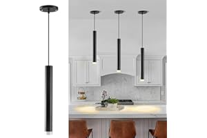 Arcfox 10W 3000K Black Pendant Light, Adjustable Height Dimmable LED Modern Pendant Lights Kitchen Island Fixtures, Ceiling Hanging Lights for Kitchen Restaurant Bar Dining Room - 3 Pack