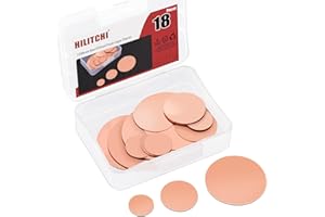 Hilitchi 18Pcs 3 Sizes Pure Copper Sheet Pure Round Copper Plate 3/4" 1-3/16" 2" Diameter 0.02" Thickness T2 Copper Metal Round Plate 24 Gauge Copper Metal Sheet for DIY Crafts Electrical