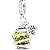 NUJIFFY 925 Sterling Silver Charms Beads for Bracelets Necklaces, 4 Four Clover Leaf Sunflower Ladybird Honeycomb Infinite Heart Pendant, Green Flower Lucky Jewelry Birthday Gifts for Women Men