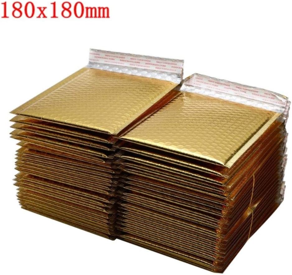 50 PCS/Lot Different Specifications Gold Plating Paper Bubble Envelopes Bags Mailers Padded Shipping Envelope Bubble Mailing Bag,180x180mm Gold