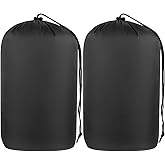 Quinnsus 2-Pack Stuff Sack, Waterproof Outdoor Storage Sack Drawstring Bag, Lightweight Ripstop Sleeping Bag Compression Sack for Camping Hiking Backpacking