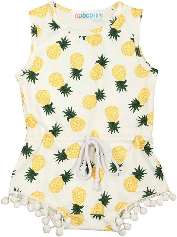 GBSELL Newborn Infant Baby Girls Sleeveless Pineapple Romper Jumpsuit Summer Clothes