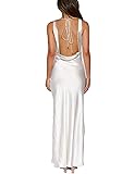 Satin Cowl Neck Sleeveless Backless Maxi Wedding
