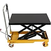Hydraulic Lift Table Cart - 500 lbs Capacity, 28.5" Lifting Height, Single Scissor Design with Locking Wheels &amp; 3mm Non-Slip Pad - Ideal for Material Handling, Transportation, and Industrial Use