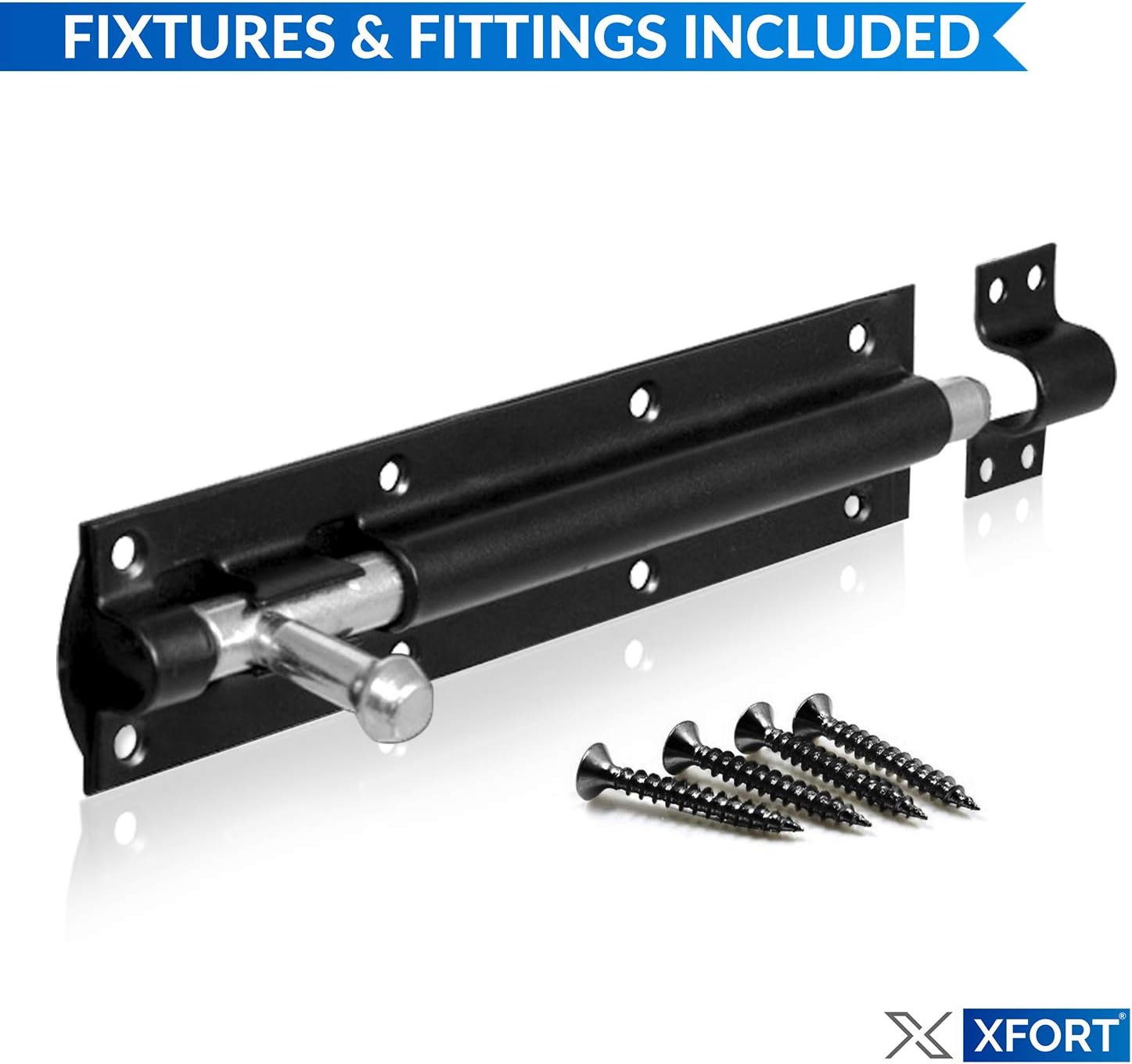 XFORT® 2 Pack Heavy Duty Tower Lock Black 200mm (8"), Strong Black Coated Door Barrel - Image 3