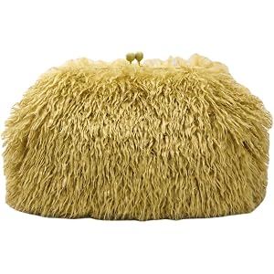 WuDiaoer Women Faux Fur Clutch Bag Fluffy Kiss Lock Handbag for Casual | Fluffy Evening Bag with Soft Texture, Lightweight Cr