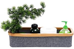 Wooha Toilet Paper Storage,Toilet Paper Organizer for Bathroom,Bamboo Storage Basket,Toilet Paper Organizer Basket，Collapsible Toilet Paper Bucket，Suitable for Bathroom Tissue Storage (Gery, Small)