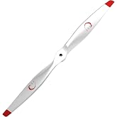 XOAR PJM-E 13x6.5 2-Blade Wood Prop for Electric RC Planes, White/Red Tips