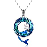 URONE Mermaid Necklace Sterling Silver Cute Mermaid Pendant Ocean Jewelry Gifts for Women