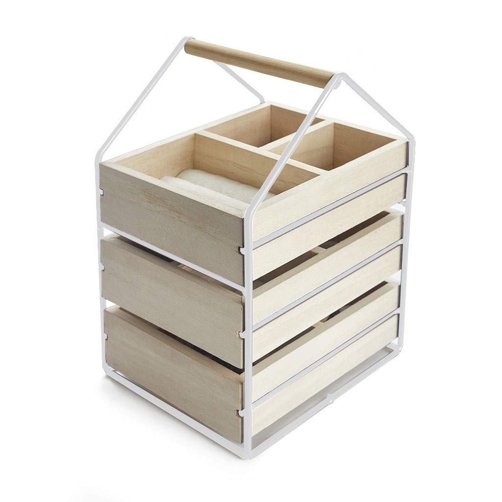 Balvi Jewelry organizer House White colour Jeweler with three wooden crates Handle Wood/metal