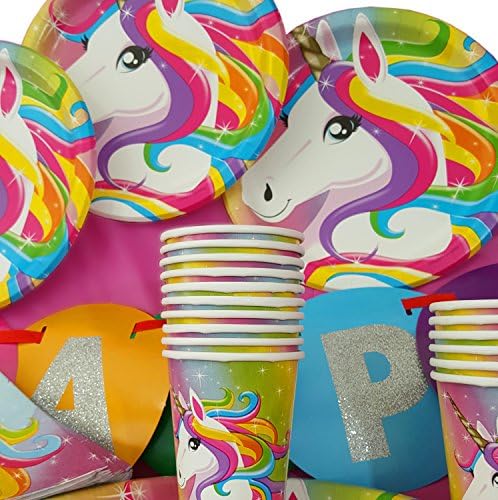 Unicorn Birthday Party Supplies Plates Cups Napkins Tablecloth Banner Serves 16