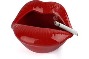 Loghot Creative Ceramic Cigarette Ashtrays with Lips Style Fashion Home Decorations (Dark Red)