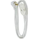 Woods SlimLine Extension Cord - 16/3 Indoor Flat Plug with Right Angled Design - 3 Polarized Outlets - PVC Jacket - Space Saving - Neutral White - 16 Gauge - 3 Feet