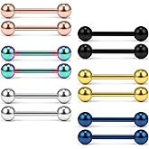 Ruifan Stainless Steel Internally Threaded Tongue Nipple Shield Barbell Ring Bar Body Piercing Retainer 14G