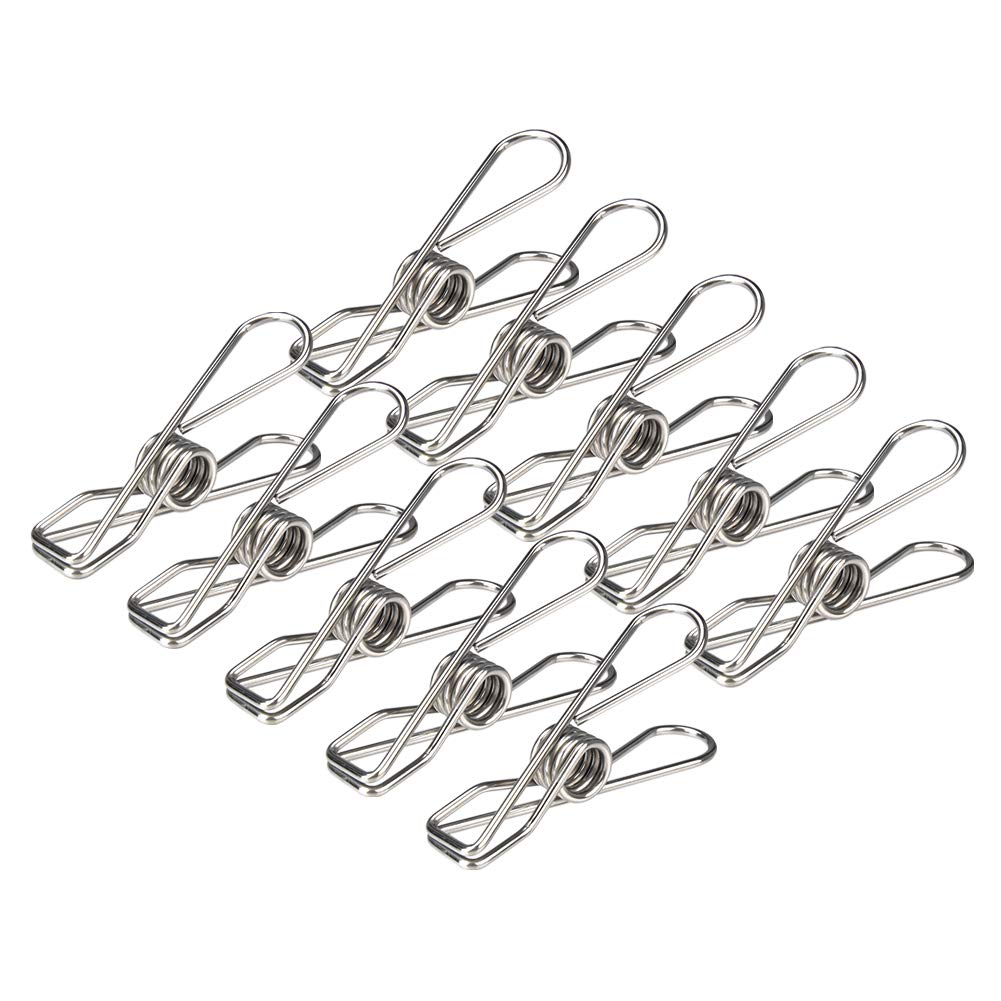 Imagine 10pcs 6cm Stainless Steel Clips Spring Clips Small Clips Clothespins Laundry Pegs for Folders,Underwear,Socks,Quilts,Clothes,Pants,Shirts