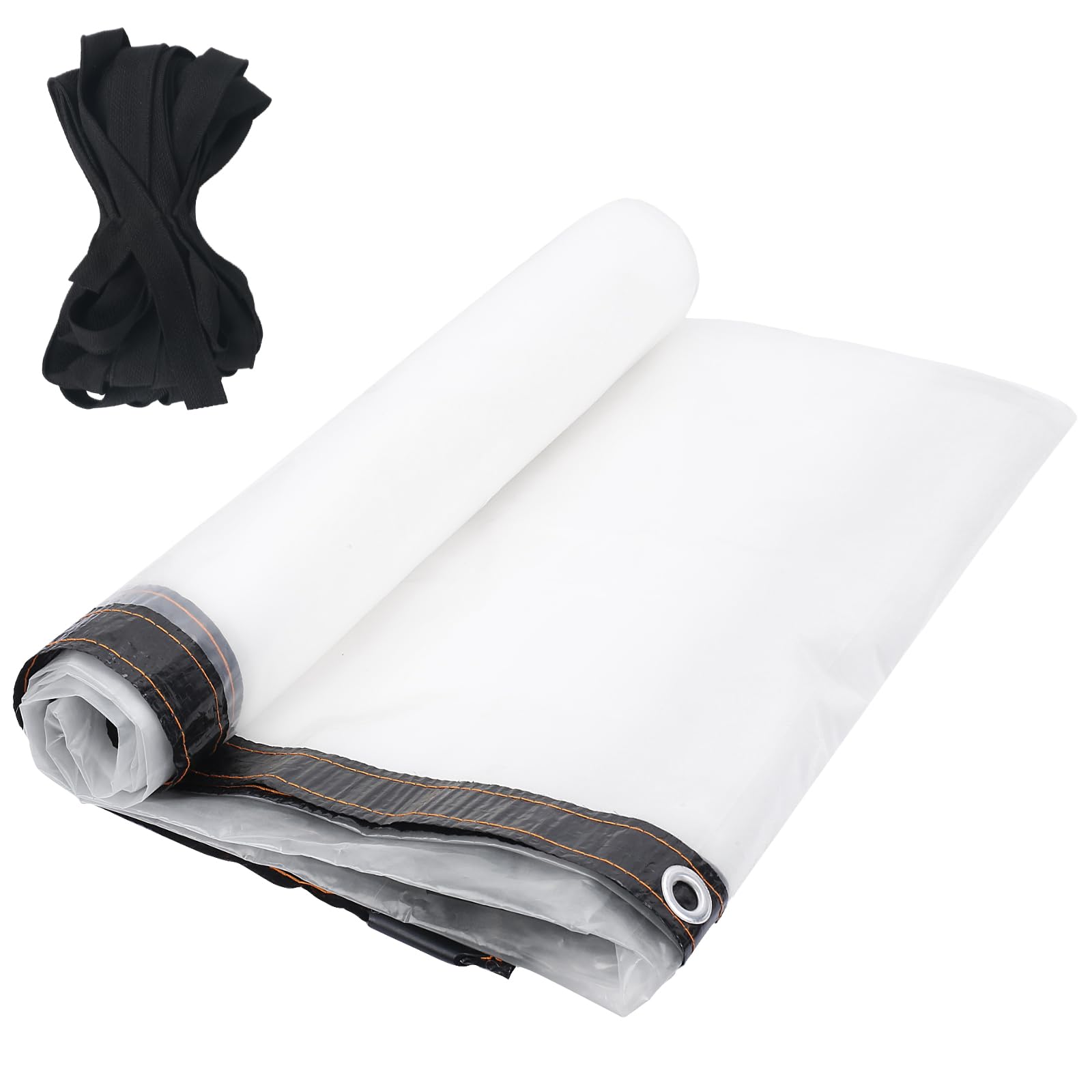 KJLEEN 3M x 3M Clear Tarpaulin Waterproof Heavy Duty Transparent Tarpaulin Clear Tarp with Eyelets & Rope Waterproof Cover Sheet for Garden Furniture Shed Camping Greenhouse Pergola Side Panels