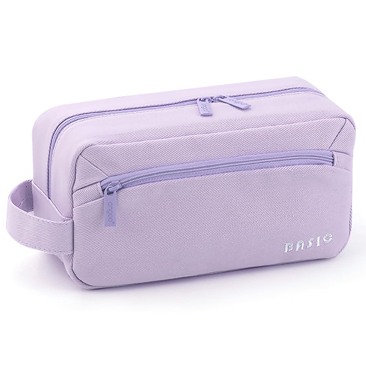 MAMUNU Large Capacity Pencil Case 3 Compartments, Pencil Pouch with Zipper Portable Handle, Aesthetic Pencil Case Stationery Organizer for Office College School Teen Girl Boy Students (Purple)