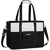 MOSISO Laptop Tote Bag, 15-15.6 inch Laptop Bag, Large Capacity Work Computer Shoulder Handbag with Cup Holder&Laptop Compartment&Shoulder Strap for Teacher Work College Business Office Travel, Black