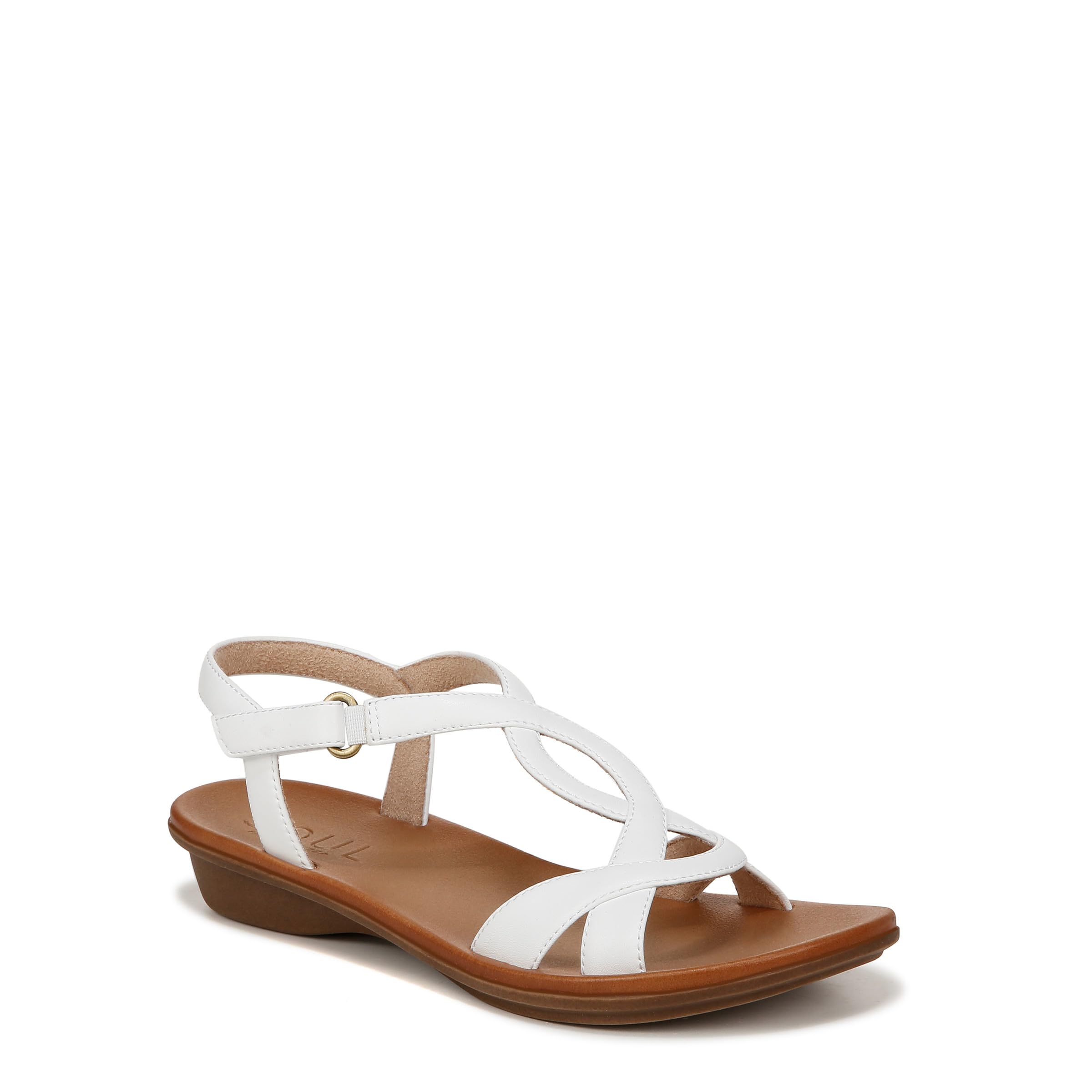 Naturalizer SOUL Women’s Solo Flat Sandal Smooth White 7.5 M