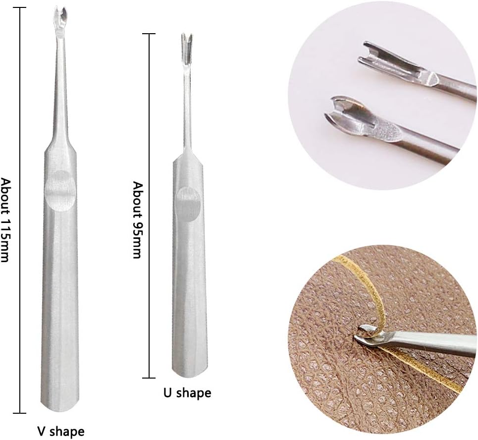 Leather Crafting Tools and Supplies: 26 Pieces Leather Working Tools Set with Groover Awl Waxed Thread Thimble Kit for Stitching Punching Cutting Sewing Leather Craft Making