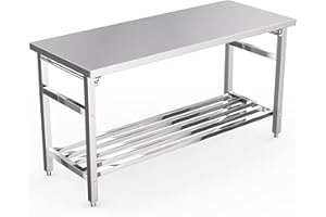 60x24 Inch Stainless Steel Table, Heavy Duty Commercial Prep Table with Undershelf, 2-Tier Metal Worktable for Restaurant Kit