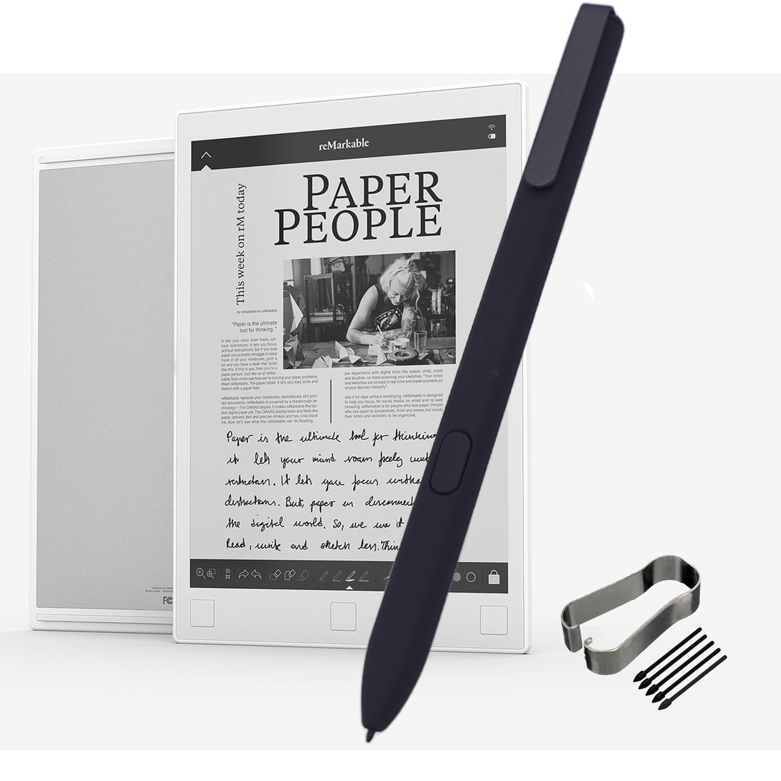 Stylus Pen for Remarkable 1 for Remarkable2 Tablet Notebook Replacement, No Charging Needed, No Setup, with Tips/Nibs, Black