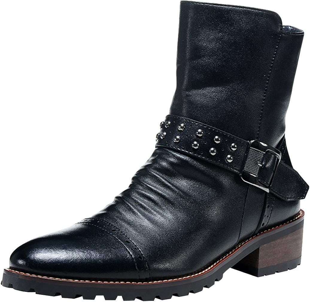 FGN Men's Buckle Work Motorcycle Chukka Oxford Leather