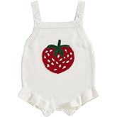 Baby Girl Knit Romper Summer Sleeveless Strawberry Crochet Bodysuit One Piece Jumpsuit Infant Newborn Girls Overalls Outfit