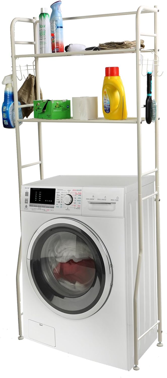 rack for laundry room on Amazon Com Mind Reader Washing Machine Shelf White 2 Tier Home Kitchen