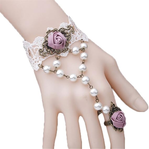 Amazon ブレスレット 花嫁 ブライダル レース グローブ パール 結婚式 ウェディング 手袋 可愛い プチプラ エブレドレス Everydres ファッション小物 通販