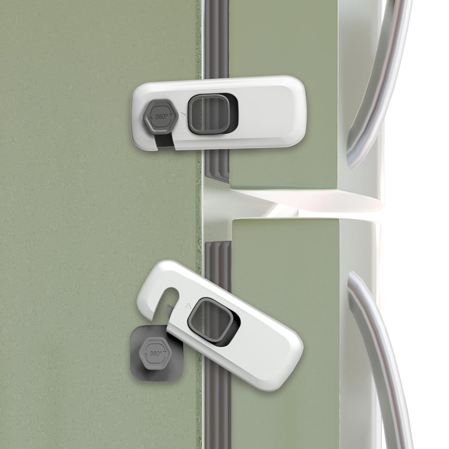 Moonybaby 5-Pack Childproof Refrigerator Lock, Fridge & Cabinet Safety Locks for Children, Side-Sliding Design, No Drill, Strong 3M Adhesive, Grey