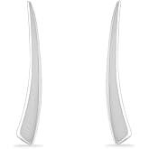 Boma Jewelry Sterling Silver Minimalist Long Curved Pointed Bar Ear Crawler Stud Earrings