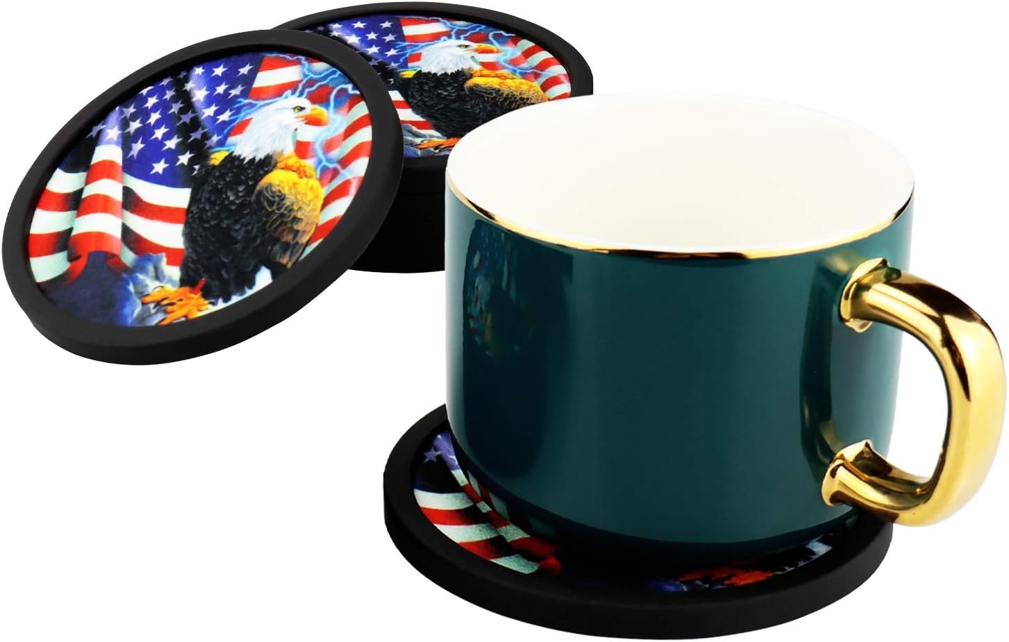 Coasters For Drinks Absorbent, Black Farmhouse Rubber Silicone Cute Cup Coasters For Table Desk Bar Coasters Set Of 6