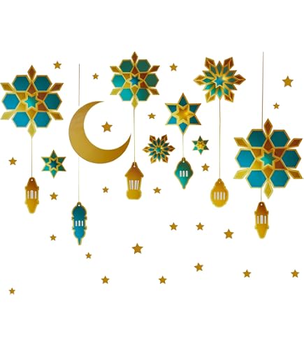 111 Pcs Ramadan Window Cling Stickers - Eid Mubarak Static Decals For Glass, Mirrors & Smooth Surfaces