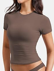 YEOREO Women Fitted Workout Tops Short Sleeve