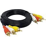 iMBAPrice RCA M/Mx3 Audio/Video Cable Gold Plated - Audio Video RCA Cable (3-RCA - 12 Feet)